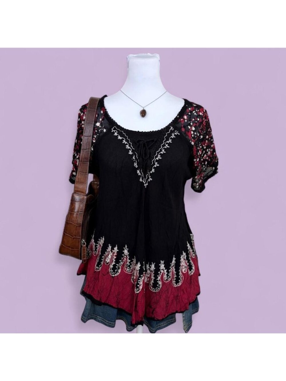 y2k boho flowy top